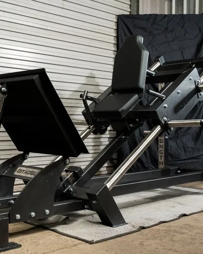 Citadel Strength Linear Hack Squat in satin black, photographed in the workshop.